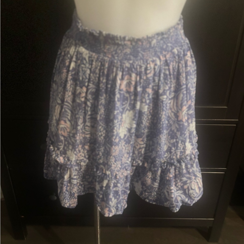 Sundry Blue and Pink Floral Mini Skirt